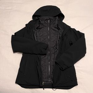 The North Face 2-In-1 Black Quilted Jacket + Water Resistant Shell | Size Small